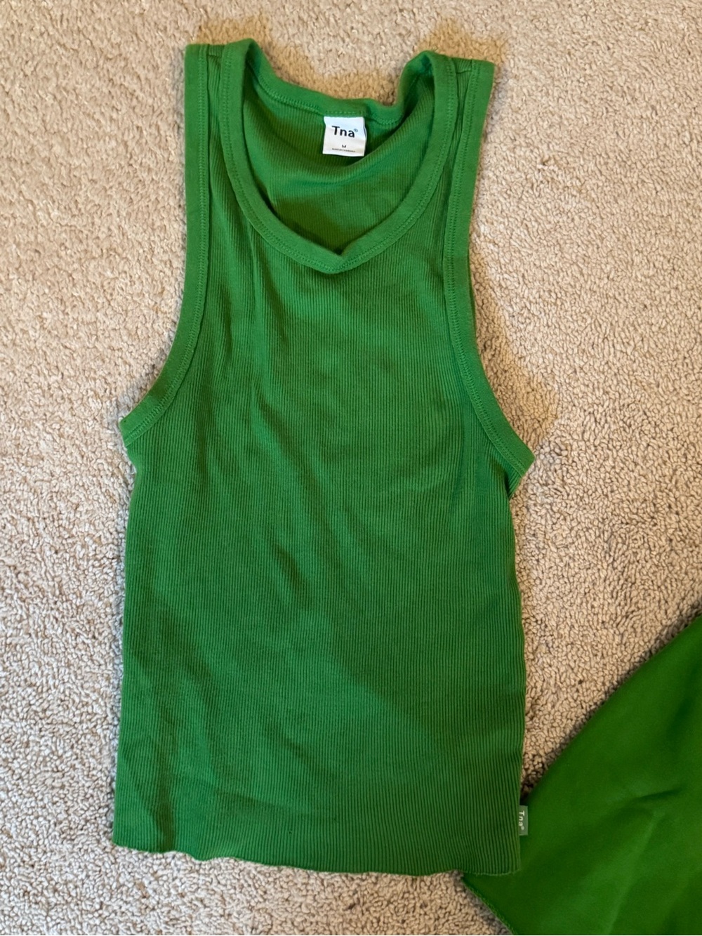 Tna Green Ribbed Tank Top
